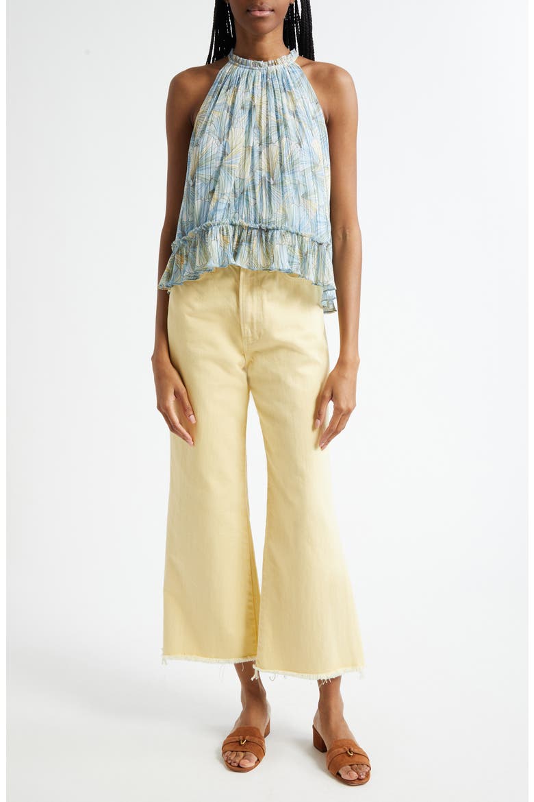 Taylor High Waist Fray Hem Crop Wide Leg Jeans, Alternate, color, CHAMOMILE