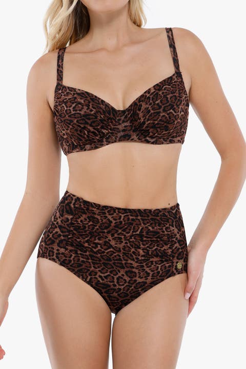 Tropical Print Underwire Shaping High Waist Swimwear Set