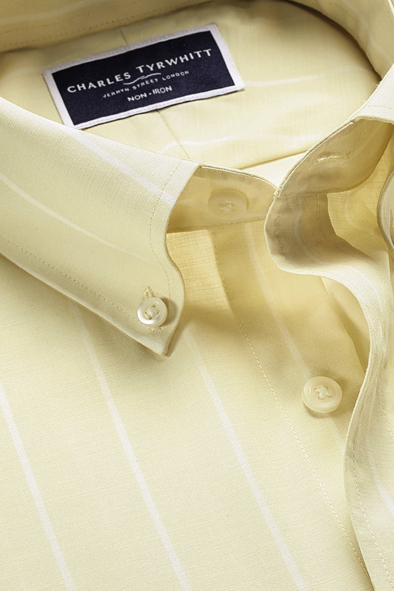 Non-Iron Stretch Poplin Slub Short Sleeve Shirt, Alternate, color, Yellow