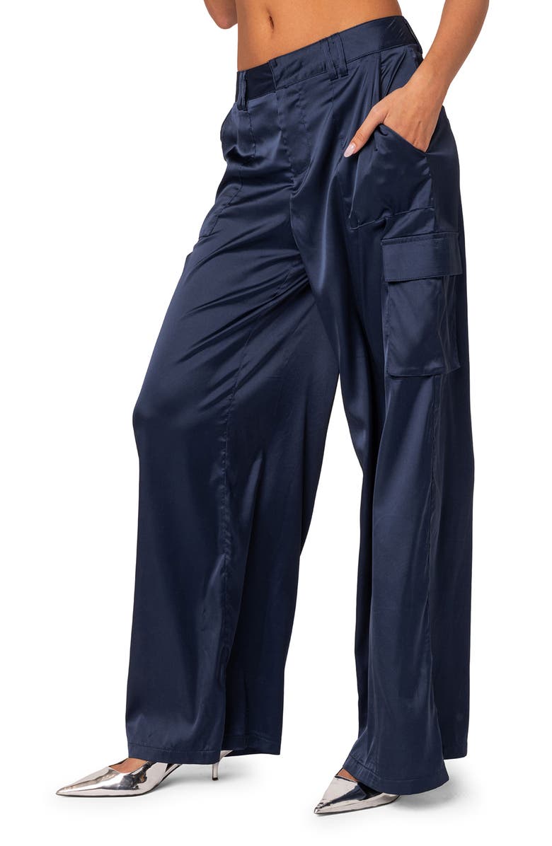 Kelsey Baggy Satin Cargo Pants