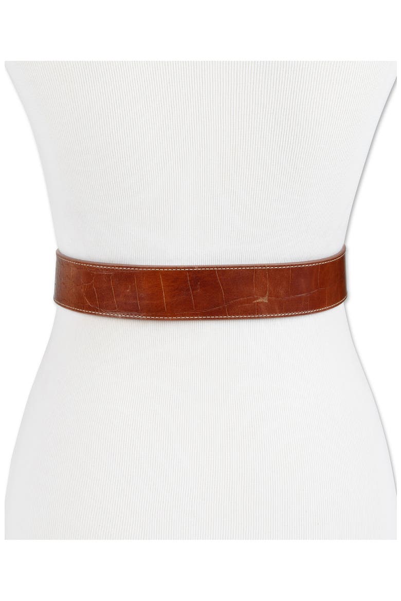 Rounded Buckle Belt, Alternate, color, TAN CROC