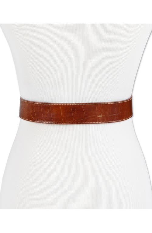 Shop Sam Edelman Rounded Buckle Belt In Tan Croc