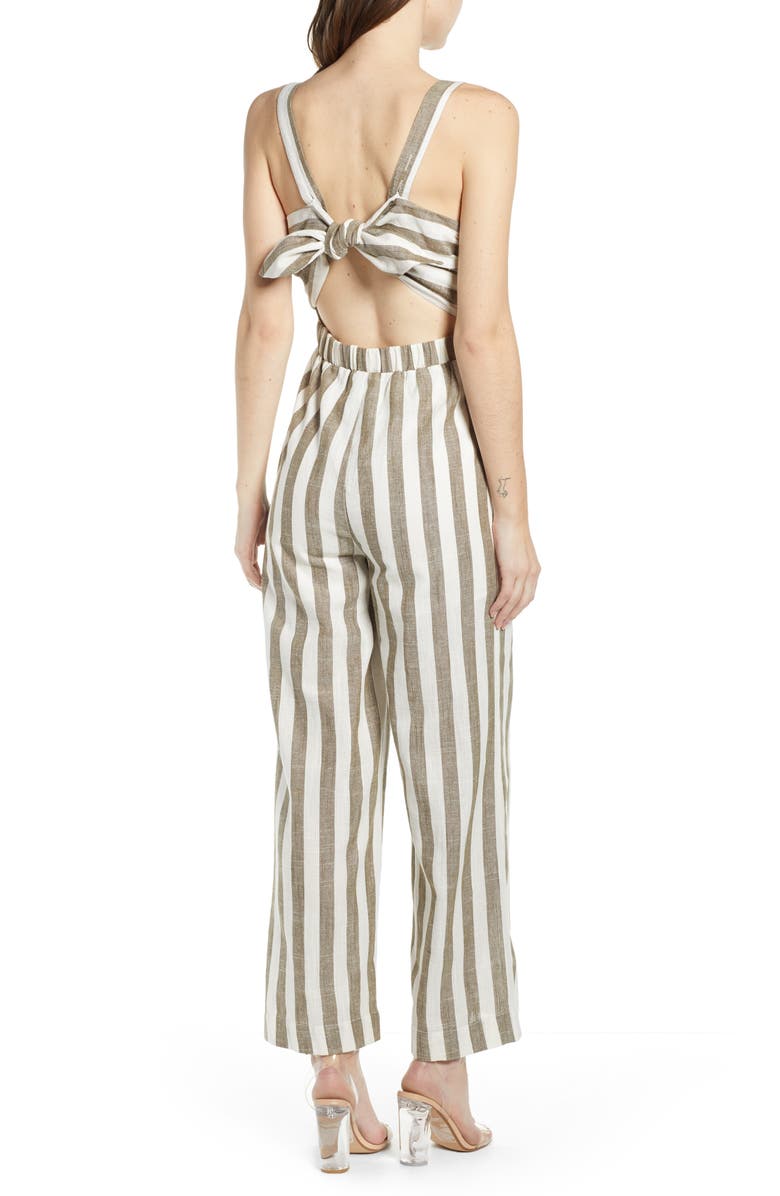 J.O.A. Stripe Cotton & Linen Jumpsuit, Alternate, color,