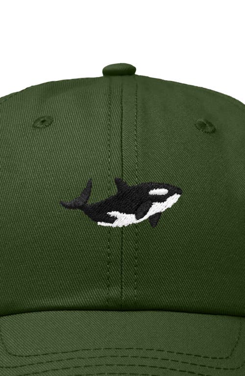 Dalix Killer Whale Embroidered Dad Hat In Olive