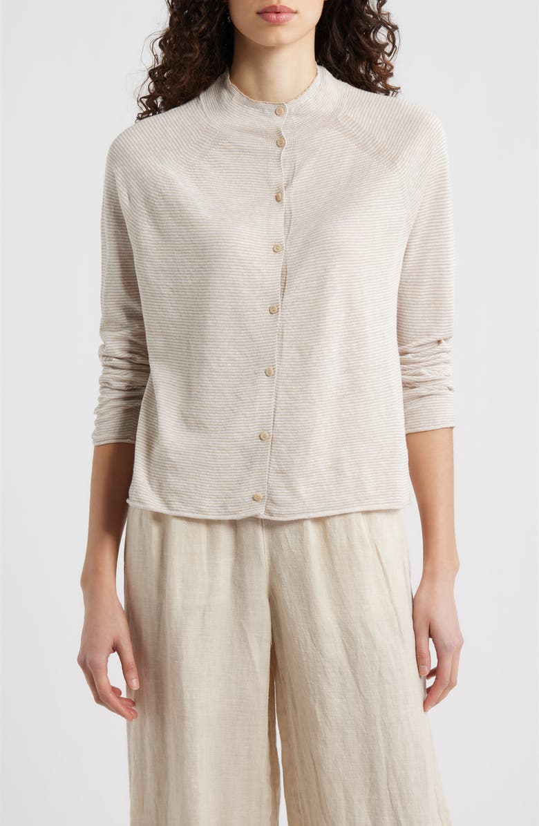 Eileen Fisher Organic Linen & Organic Cotton Cardigan, Main, color, Undyed Natural