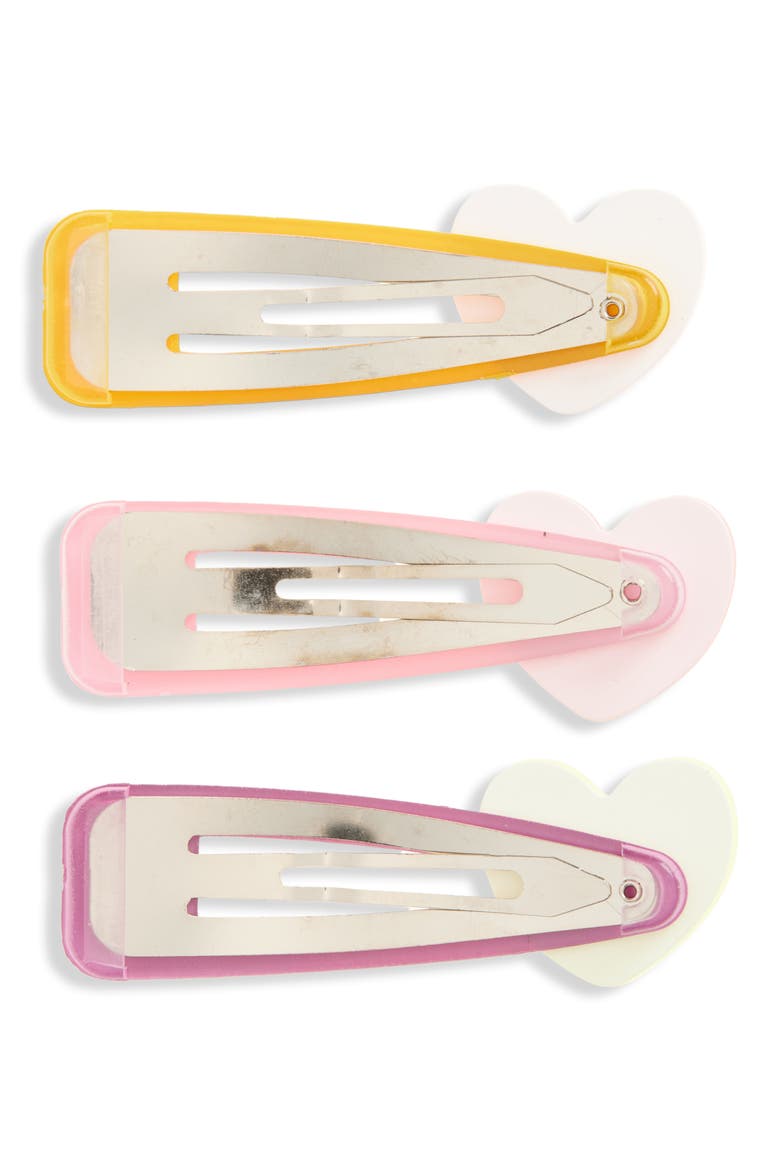 Kids' 3-Pack Heart Hair Clips, Alternate, color, PINK