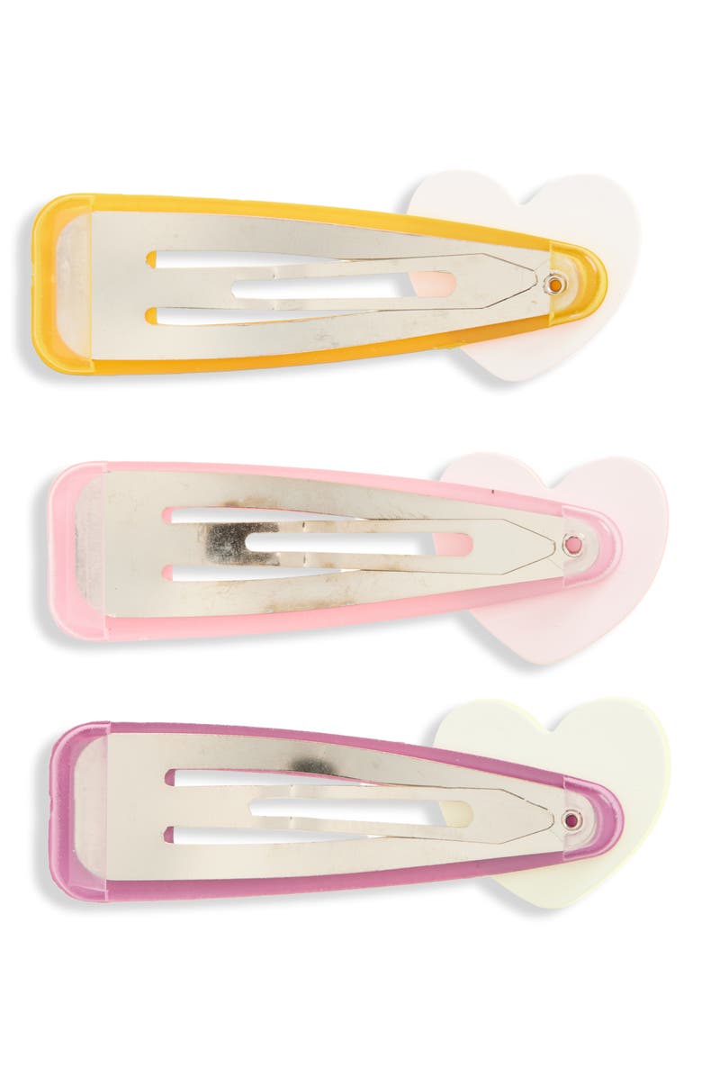 Cara Kids' 3-Pack Heart Hair Clips, Alternate, color, Pink