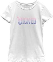 Wicked: For Good Girl's Wicked For Good Floral Pink and Purple Logo Graphic T-Shirt