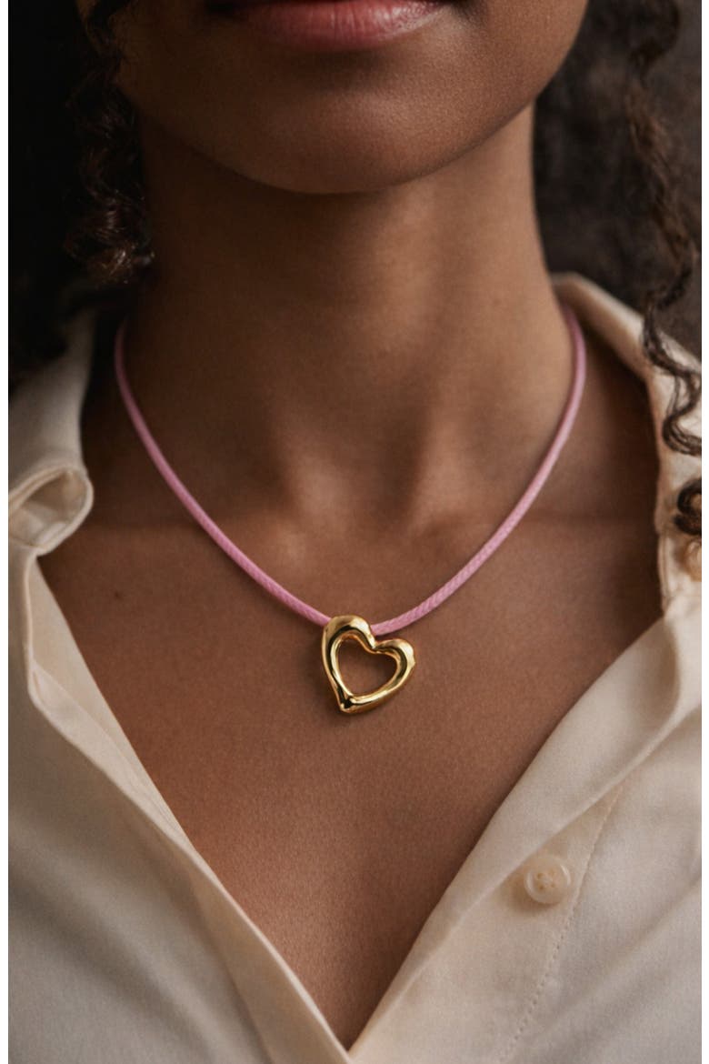 Open Heart Pendant Necklace, Alternate, color, GOLD