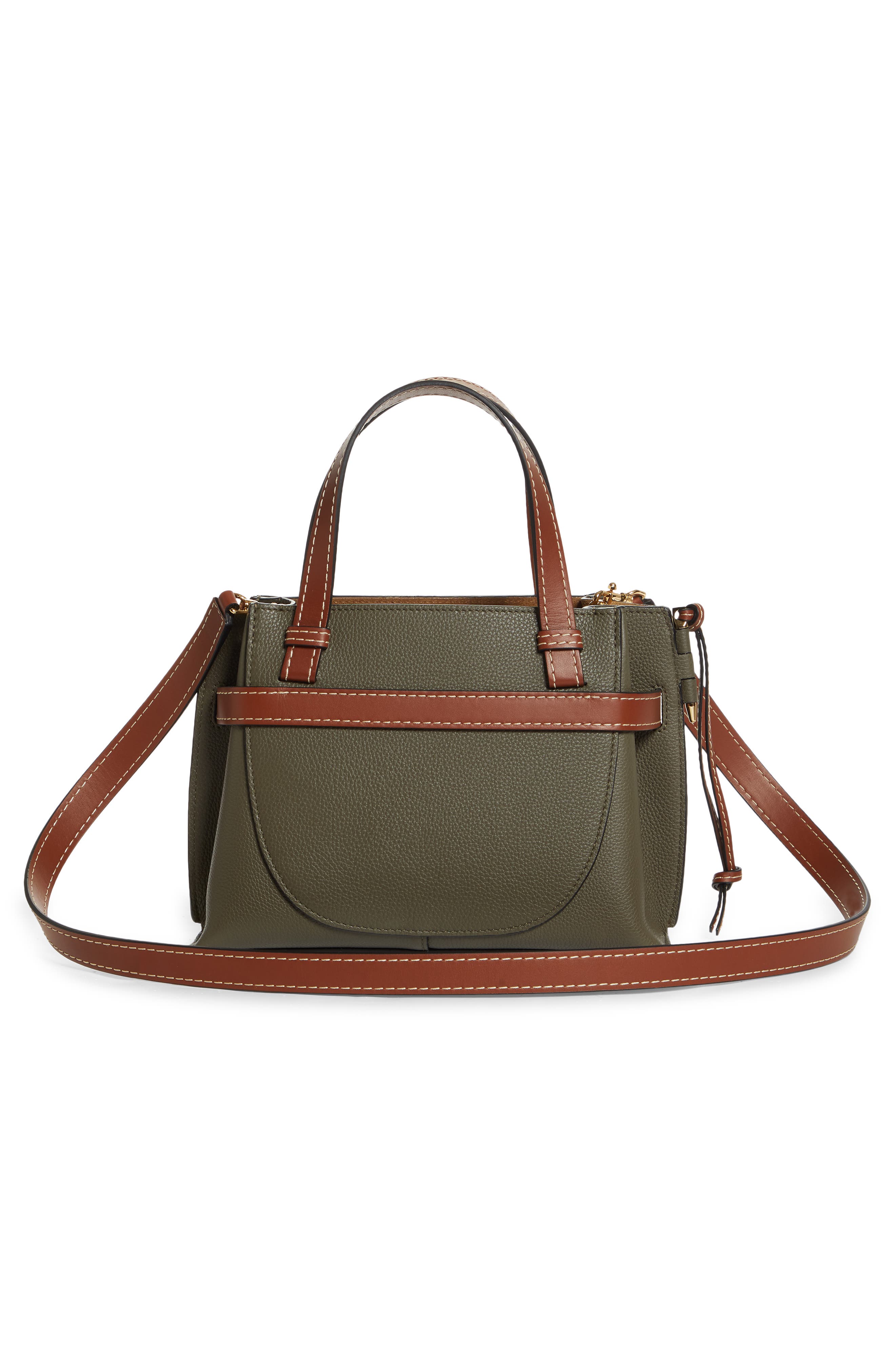 Mini Gate Leather Tote, Alternate, color, KHAKI GREEN/PECAN