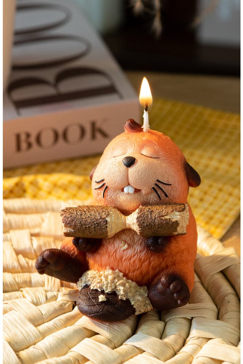 Busy Beaver Candle, Alternate, color, Burnt Orange