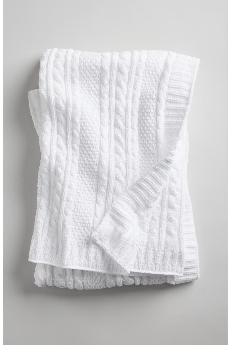 Cable Knit Baby Blanket, Main, color, WHITE
