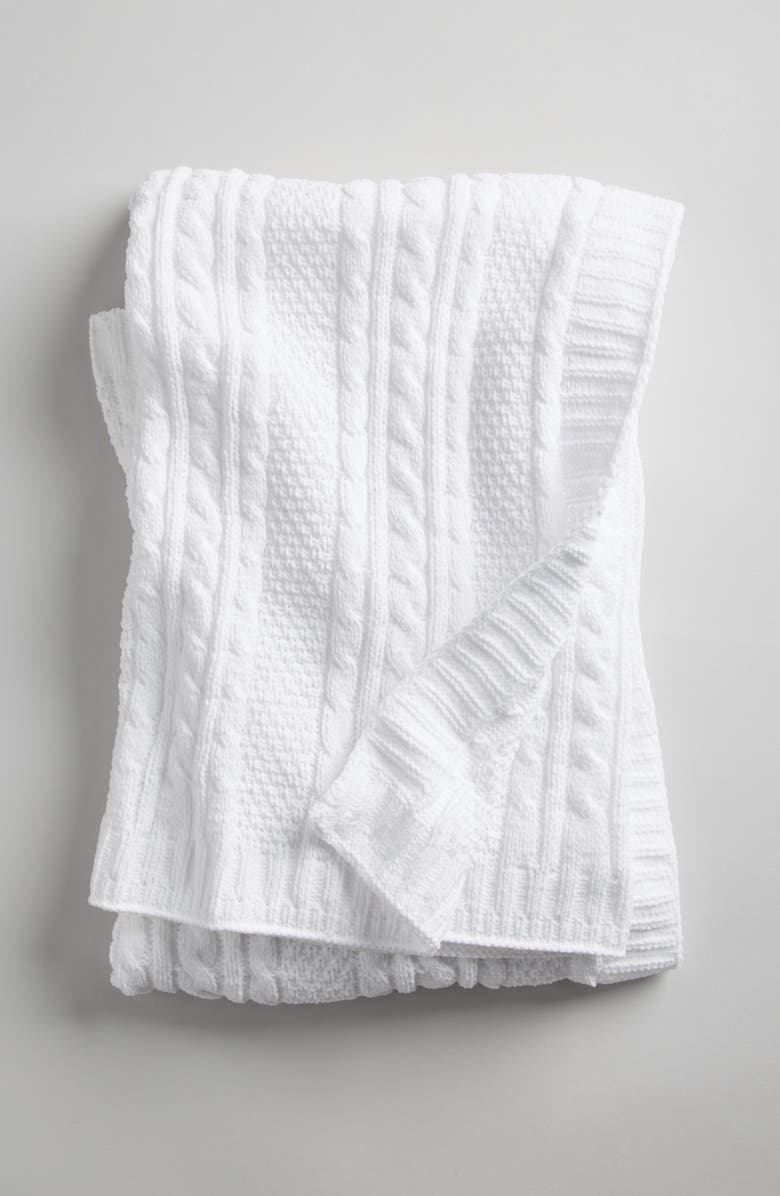 Nordstrom Cable Knit Baby Blanket, Main, color, White