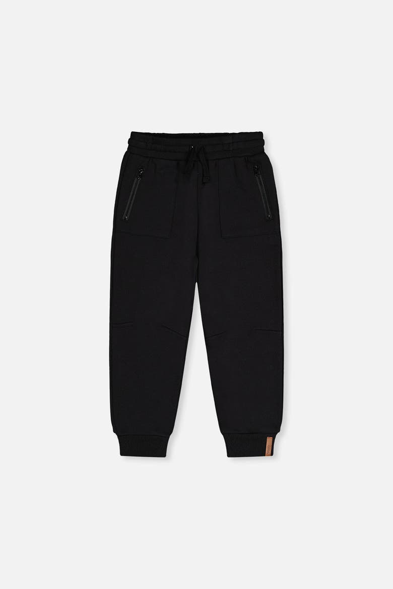 Ribbed Ankle Cuffs Fleece Sweatpants with Pockets, Main, color, Black