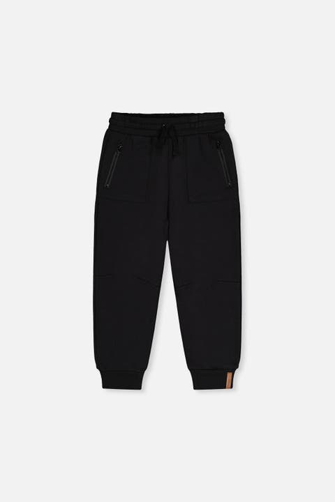 Ribbed Ankle Cuffs Fleece Sweatpants with Pockets
