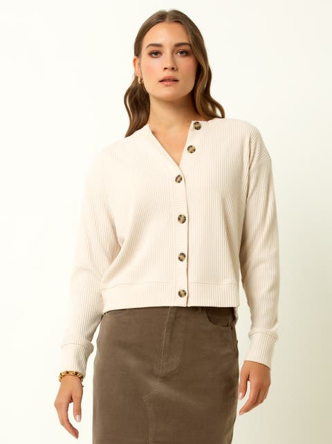 Ribbed V-Neck Cardigan