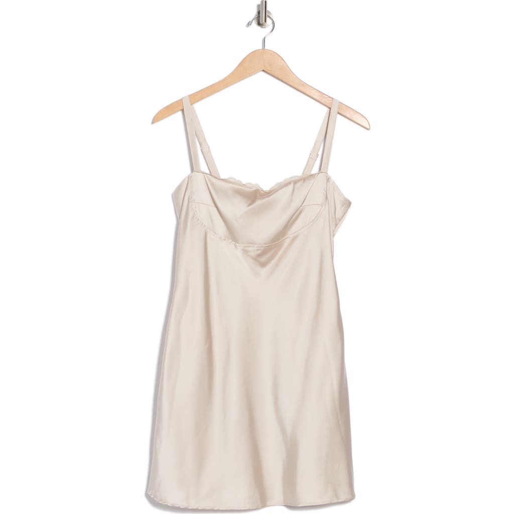 Know One Cares Lace Satin Minidress In Stone