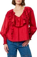 CIEBON Saruma Satin Ruffle Collar Blouse