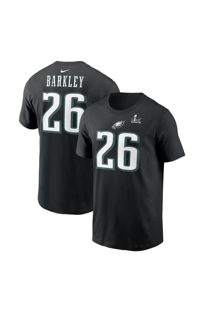 Nike Men's Nike Saquon Barkley Black Philadelphia Eagles Super Bowl LIX Name & Number T-Shirt, Alternate, color, 