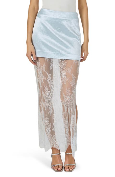 Satin & Lace Maxi Skirt