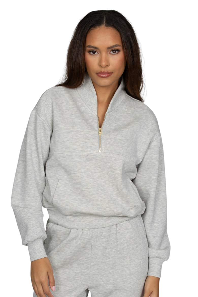 LuxeSoft Lounge Quarter Zip, Main, color, Heather Grey