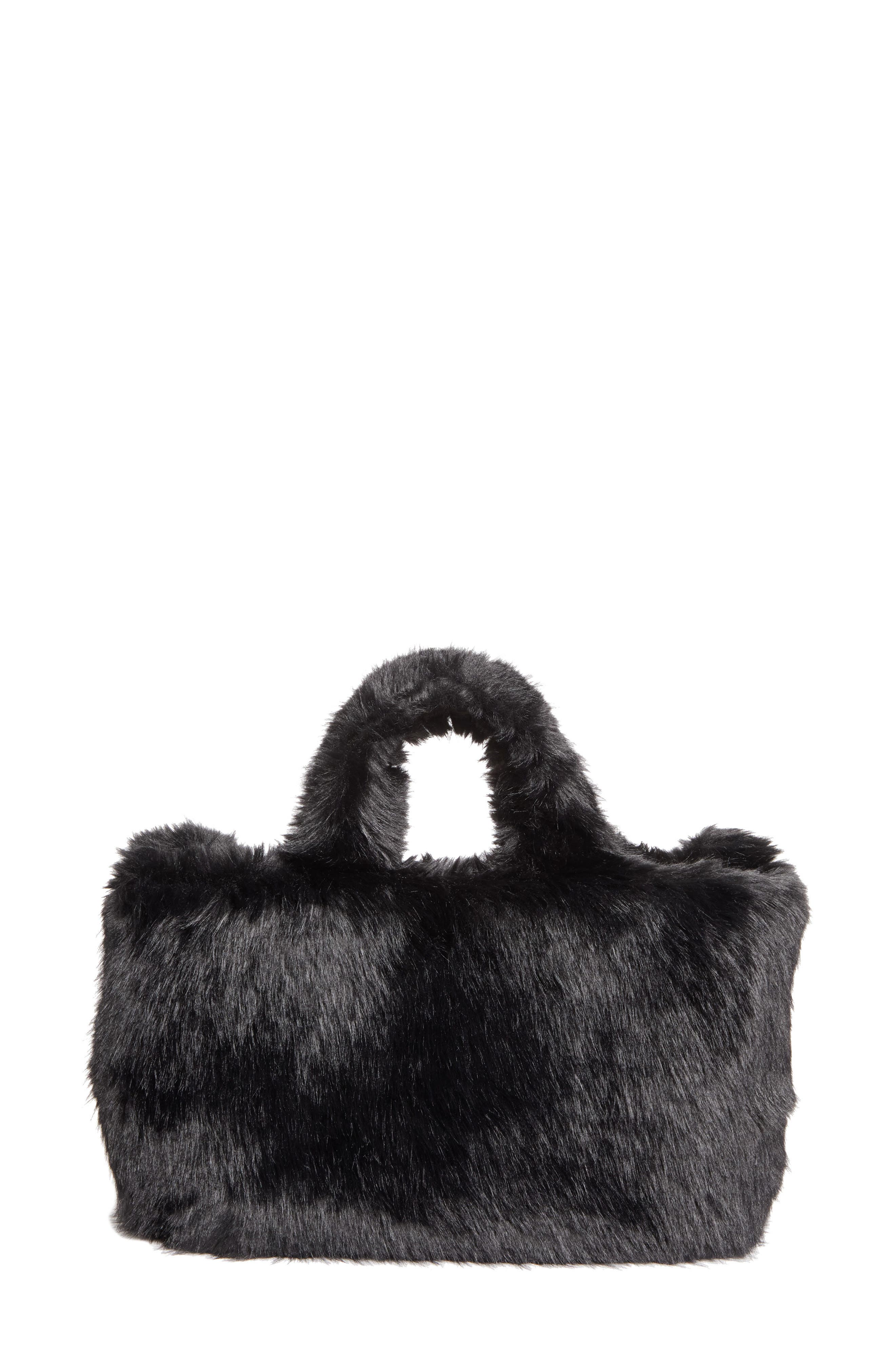 Stand Studio Livi Faux Fur Tote, Main, color, Black
