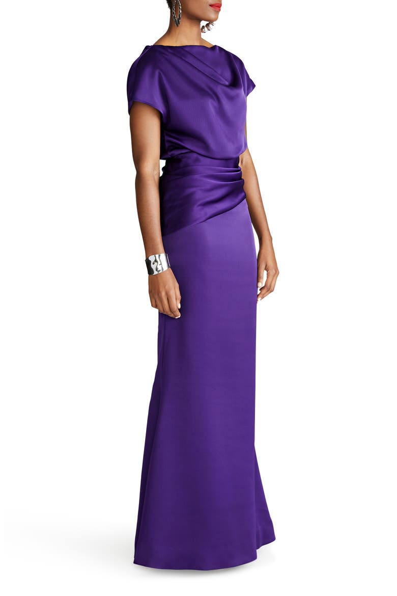 Lissandra Satin Pencil Gown, Alternate, color, PURPLE NIGHT