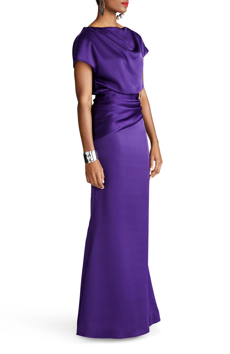 HALSTON Lissandra Satin Pencil Gown, Alternate, color, 