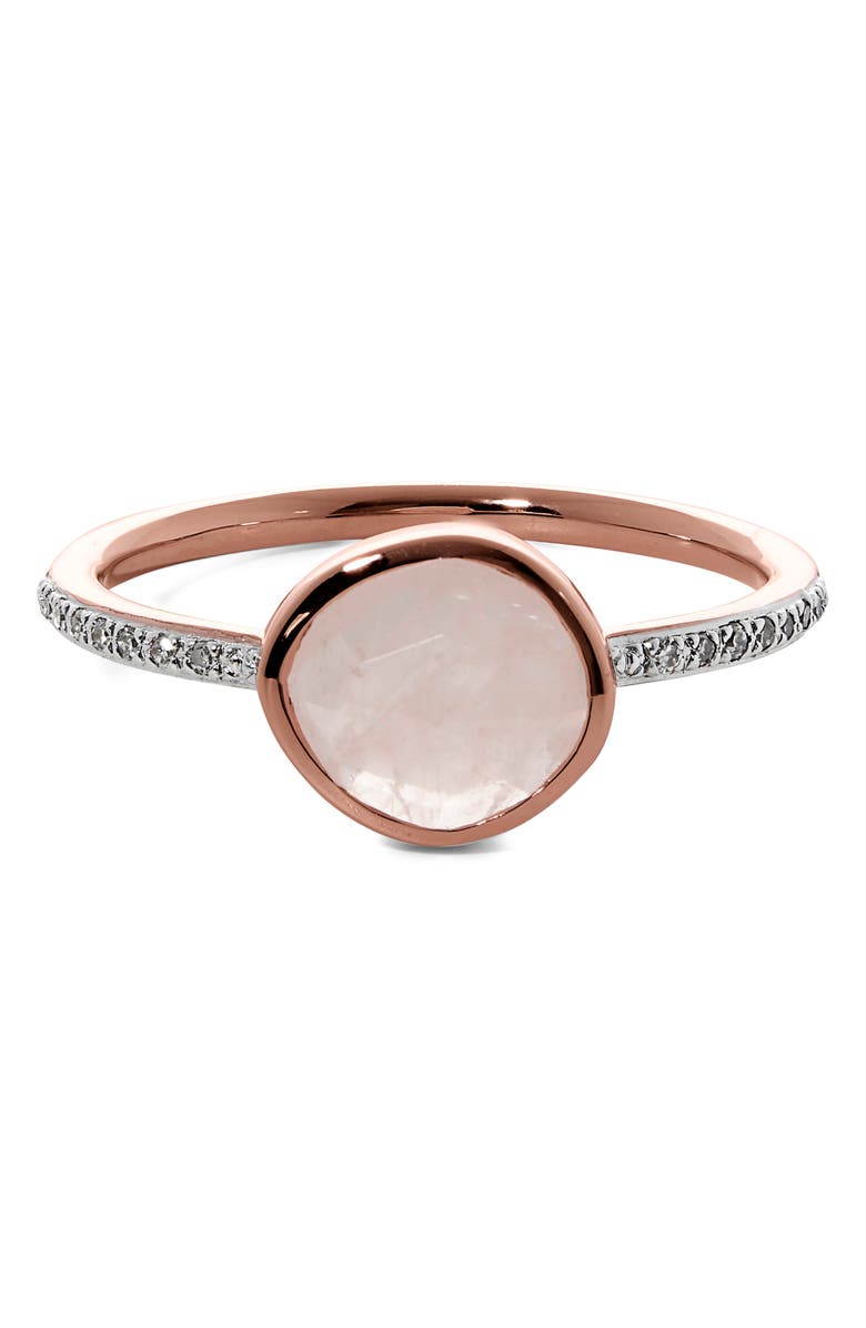 Monica Vinader Siren Pavé Diamond Stacking Ring, Alternate, color, Rose Gold