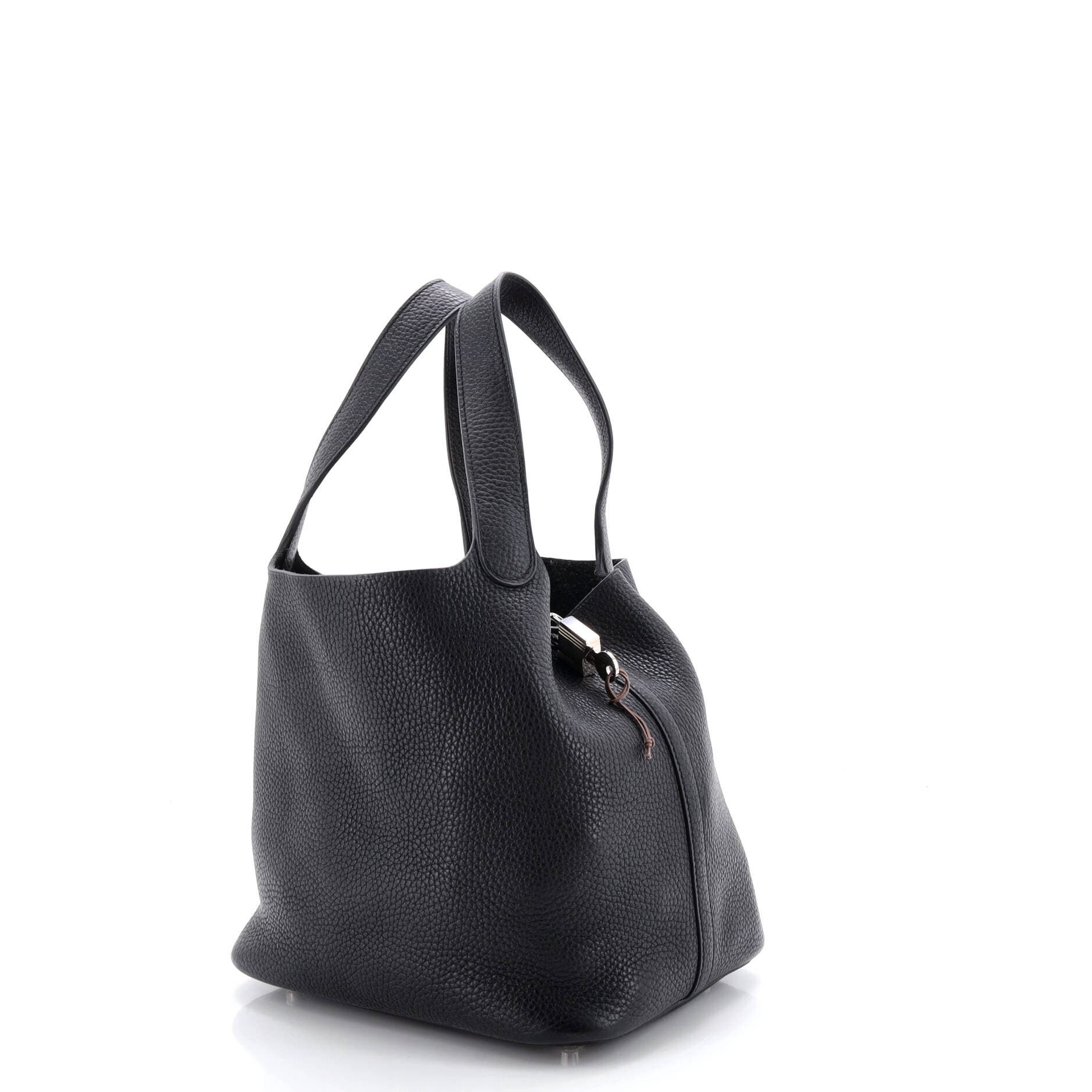 Pre-Owned Hermes Picotin Lock Bag Clemence MM, Alternate, color, Noir