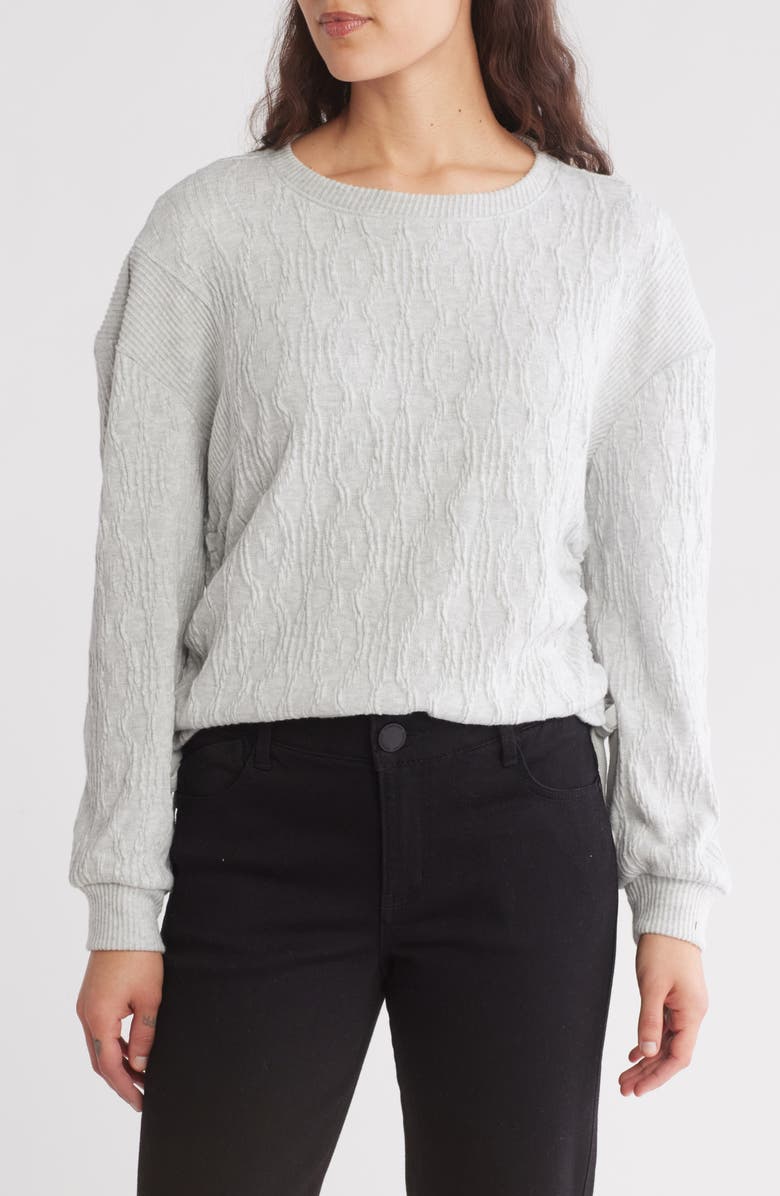 Democracy Ruched Side Textured Knit Pullover, Main, color,