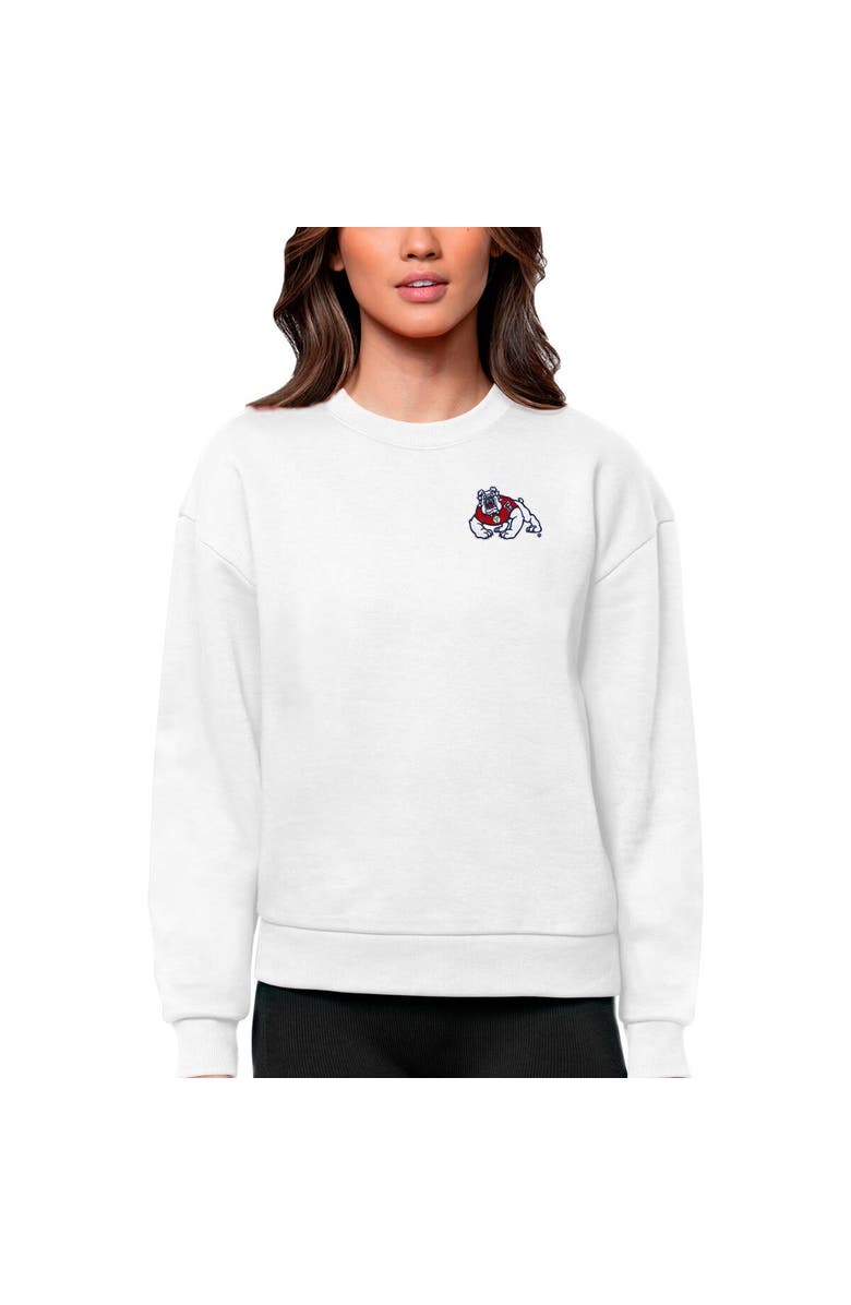 ANTIGUA Women's Antigua White Fresno State Bulldogs Logo Victory Crewneck Pullover Sweatshirt, Main, color, 