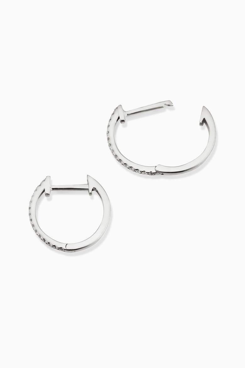 14K Gold Shine Bright Small Diamond Hoops, Alternate, color, White Gold - Diamonds