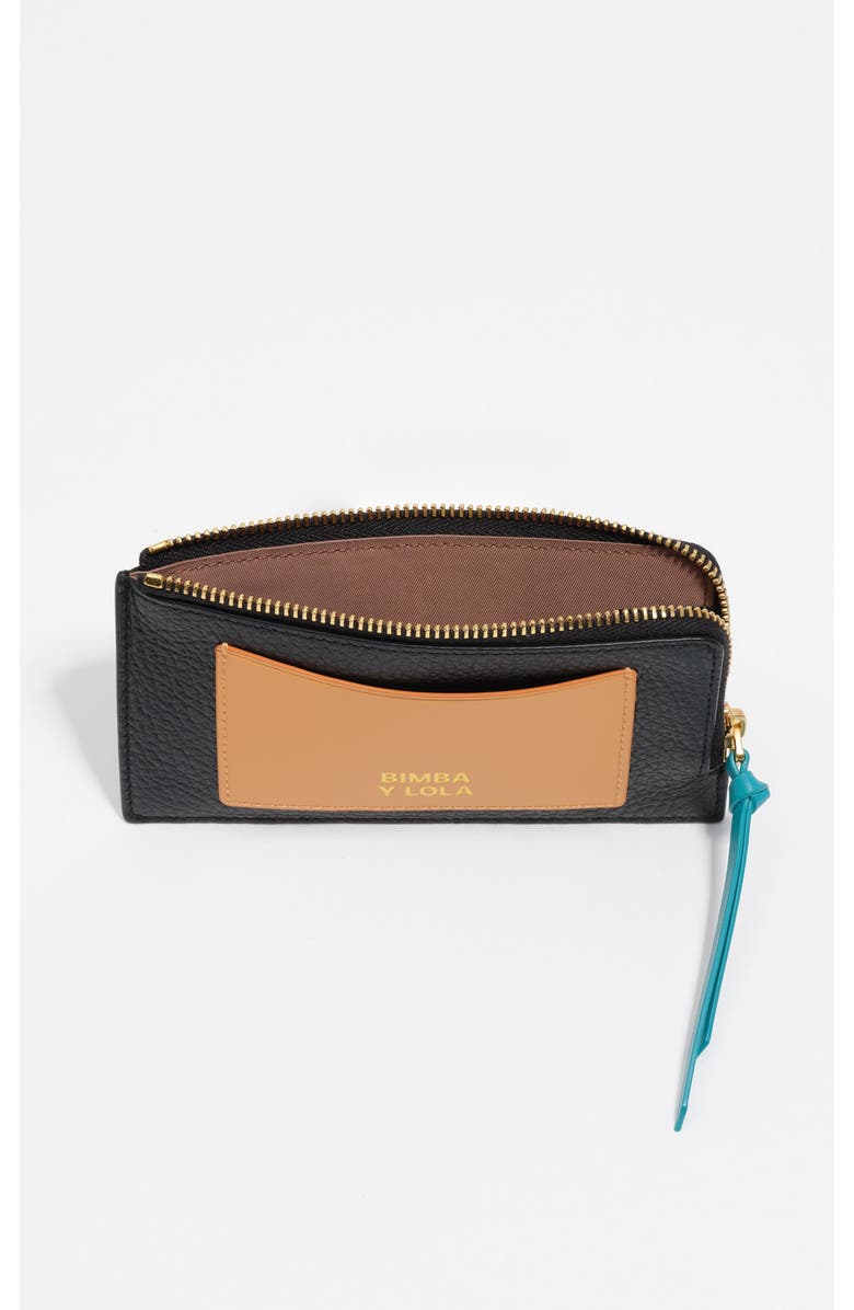 Bimba y Lola Bicolor Leather Wallet, Alternate, color, Black