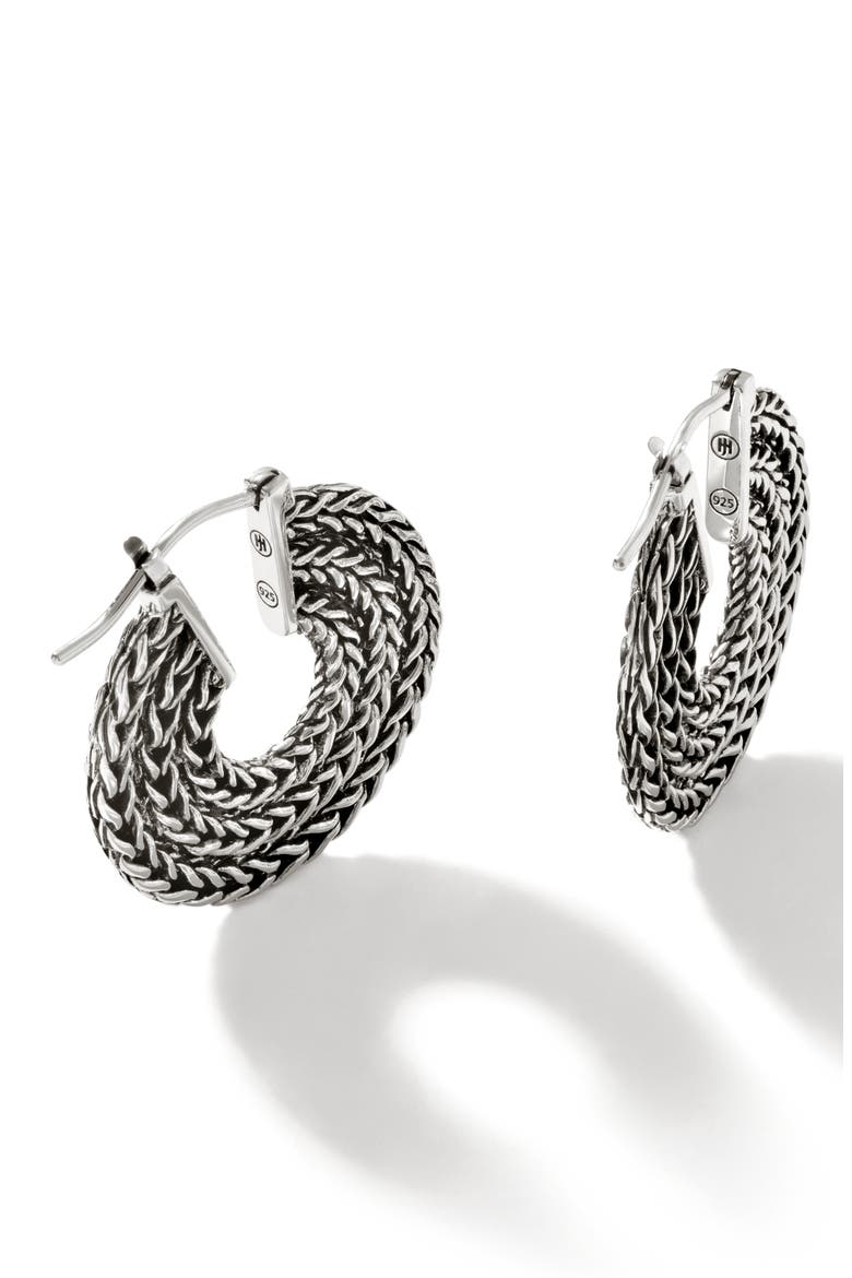 Rata Chain Hoop Earrings, Sterling Silver, Alternate, color, SILVER