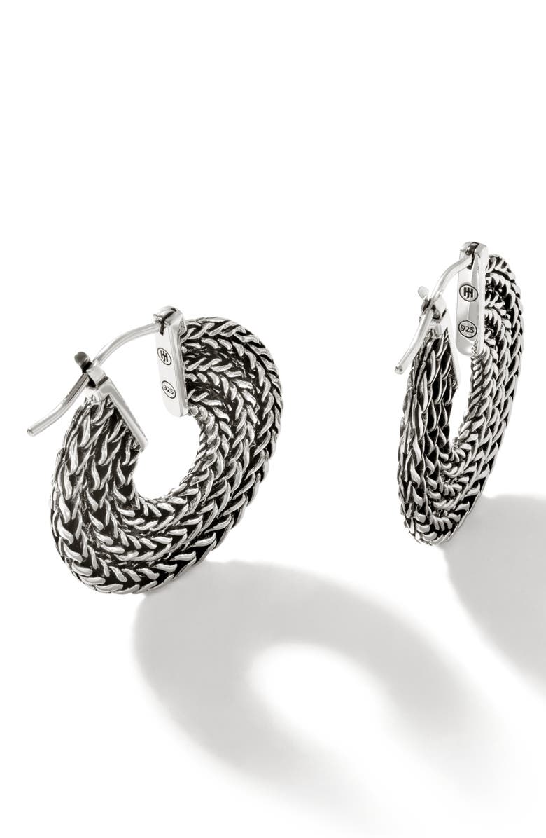 John Hardy Rata Chain Hoop Earrings, Sterling Silver, Alternate, color,