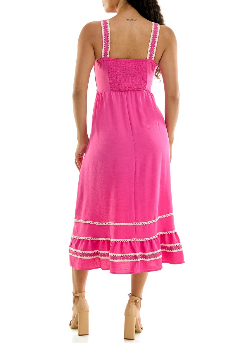 Lace Trim Fit & Flare Midi Dress, Alternate, color, RASPBERRY ROSE