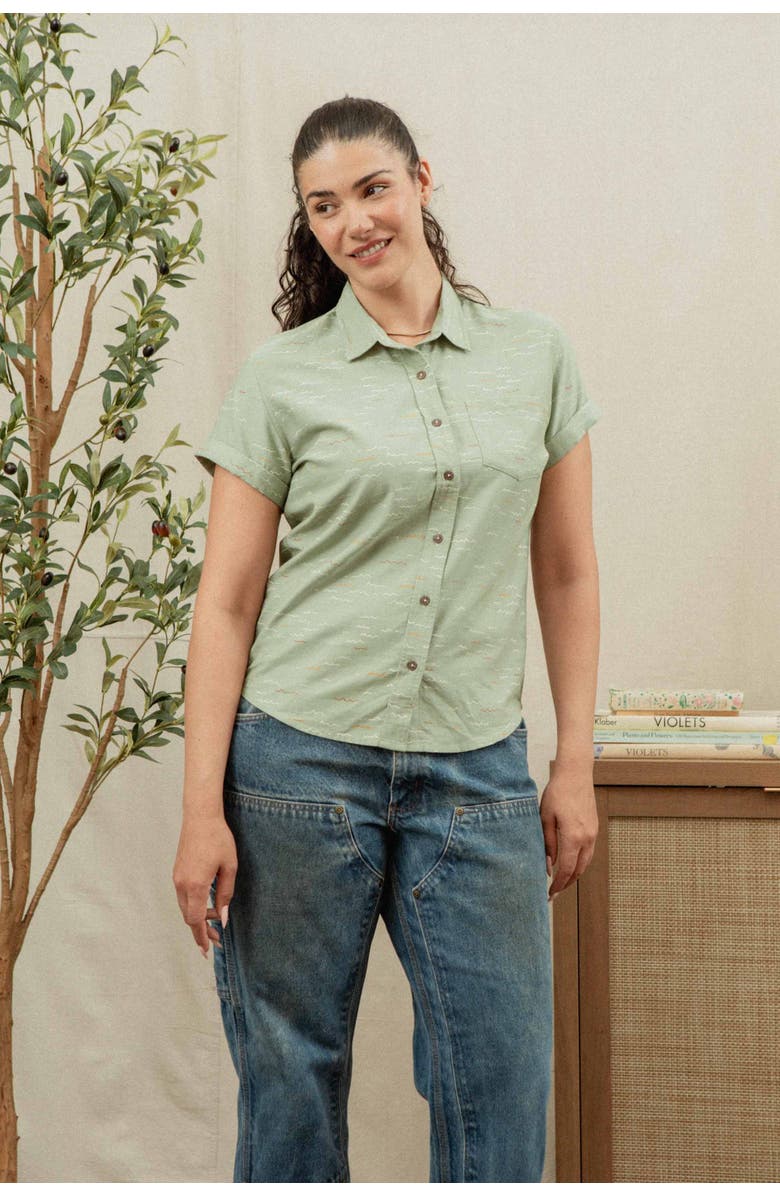 Bridge & Burn Bea Shirt, Alternate, color, Teal Tide Waves