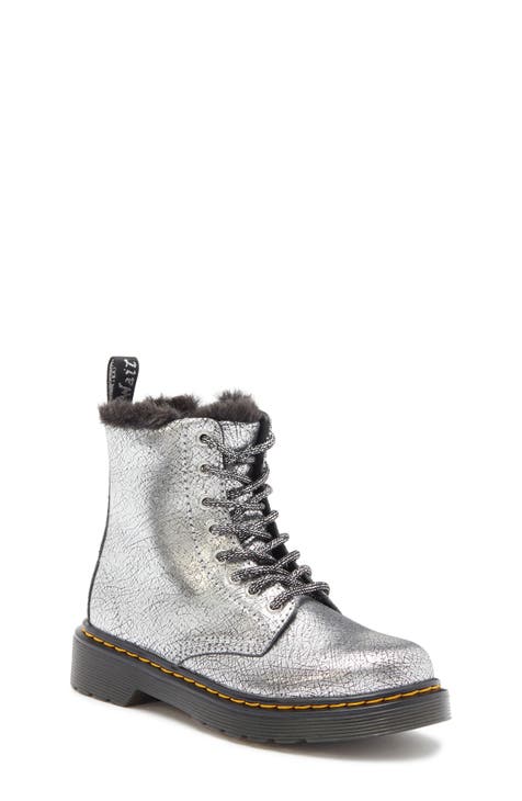 Dr. Martens girls 2 grey 2024 shimmer leather Boots