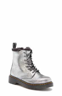 Dr. Martens Kids' 1460 Serena Faux Fur Lined Metallic Boot