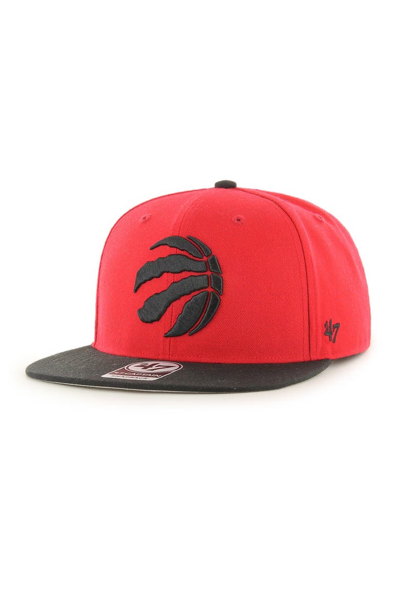 Men's '47  Red/Black Toronto Raptors Two-Tone No Shot Captain Snapback Hat, Main, color, Red