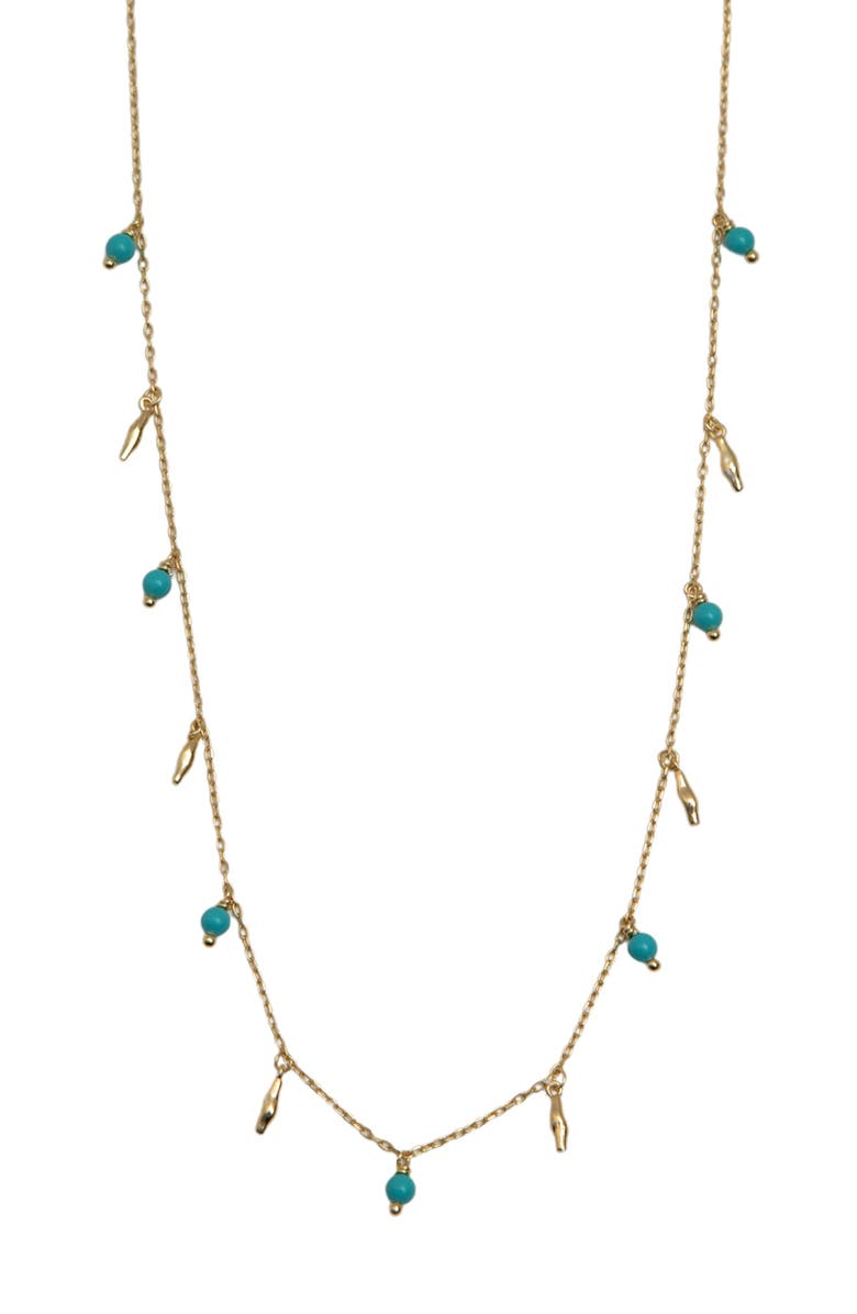 Argento Vivo Sterling Silver Shaky Molten Turquoise Station Necklace, Main, color, Gold