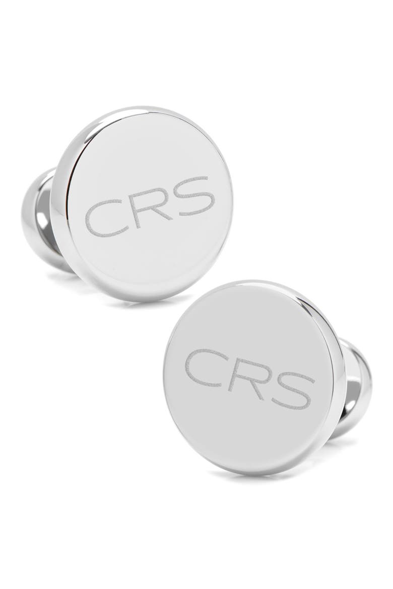 Round Stainless Steel Cuff Links, Alternate, color, SILVER