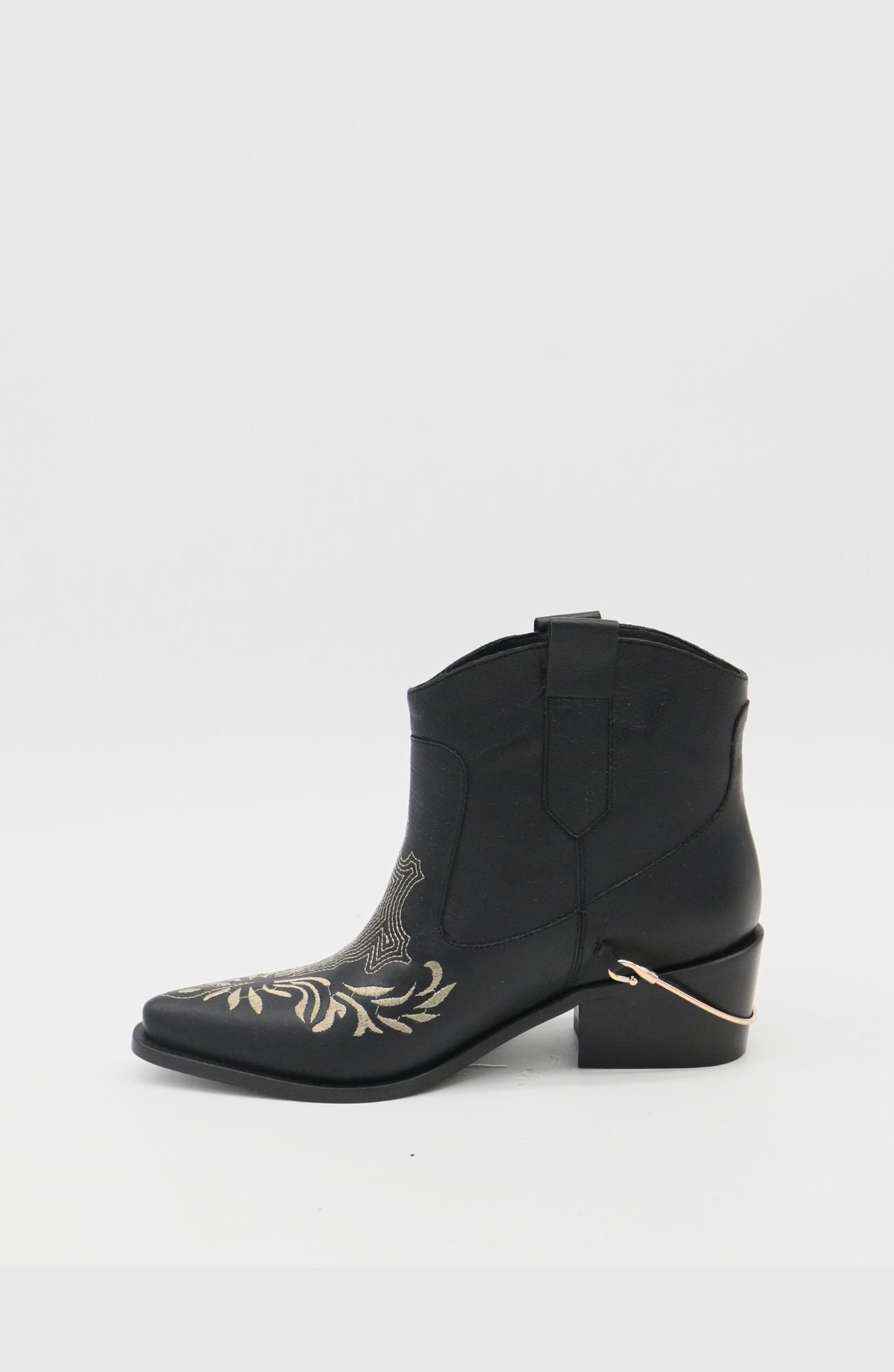 STIVALI NEW YORK Joy  Western Cowboy Booties, Alternate, color, Black / Off White