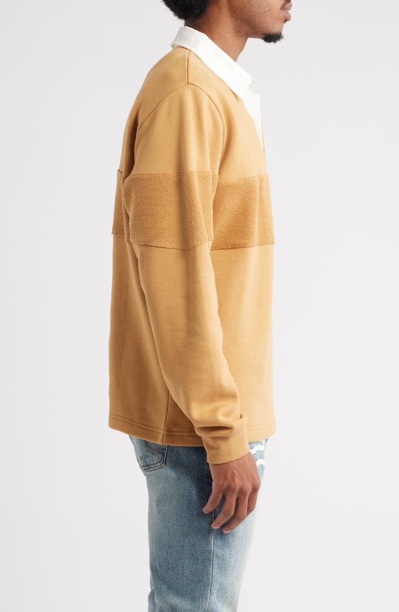 ICECREAM Box Fit Punchy Long Sleeve Cotton French Terry Polo, Alternate, color, Apple Cinnamon