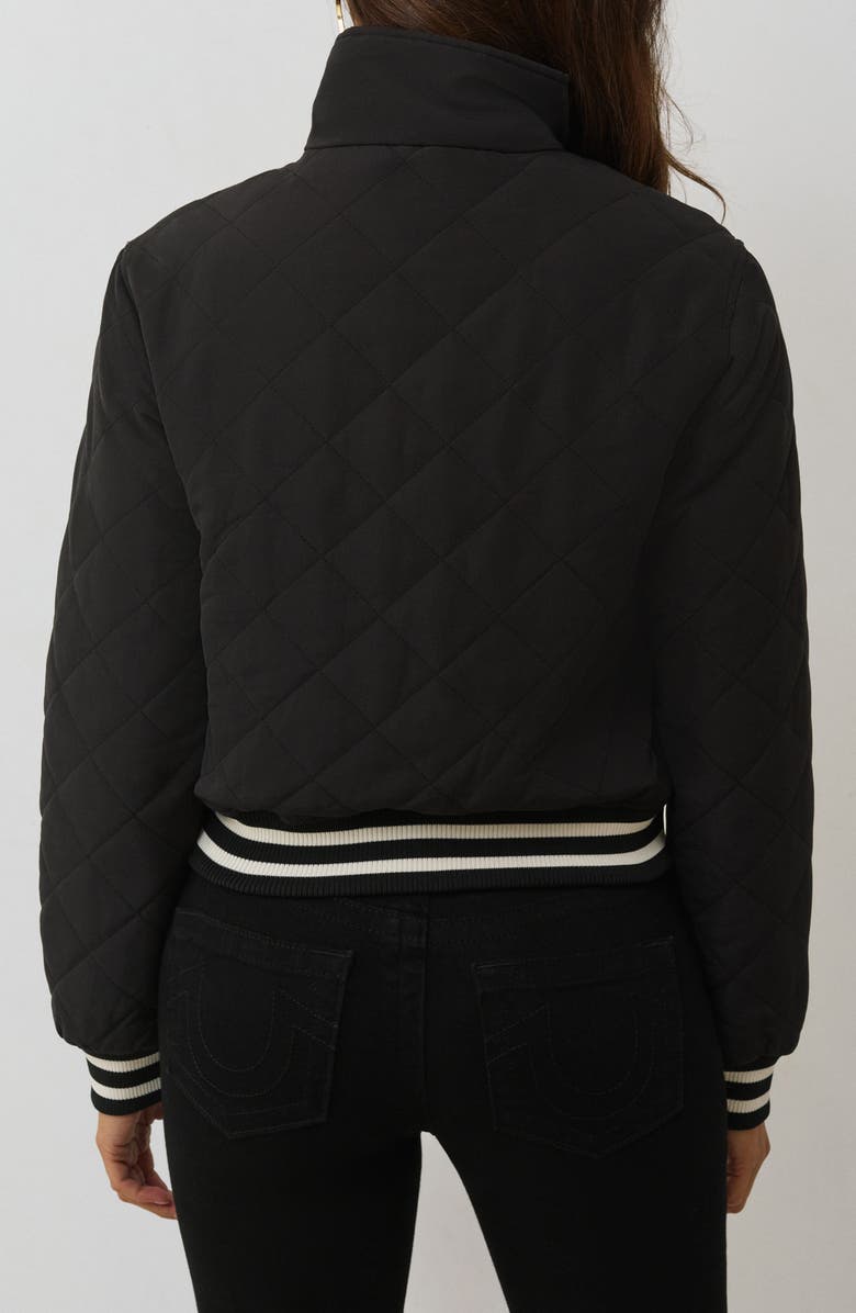 True Religion Quilted Logo Zip Jacket, Alternate, color, Jet Black