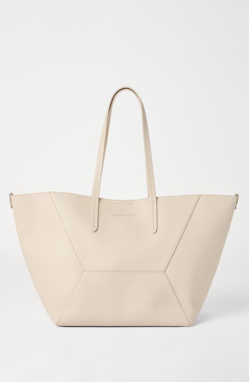 Brunello Cucinelli Small Bc Duo Leather Tote Bag In White