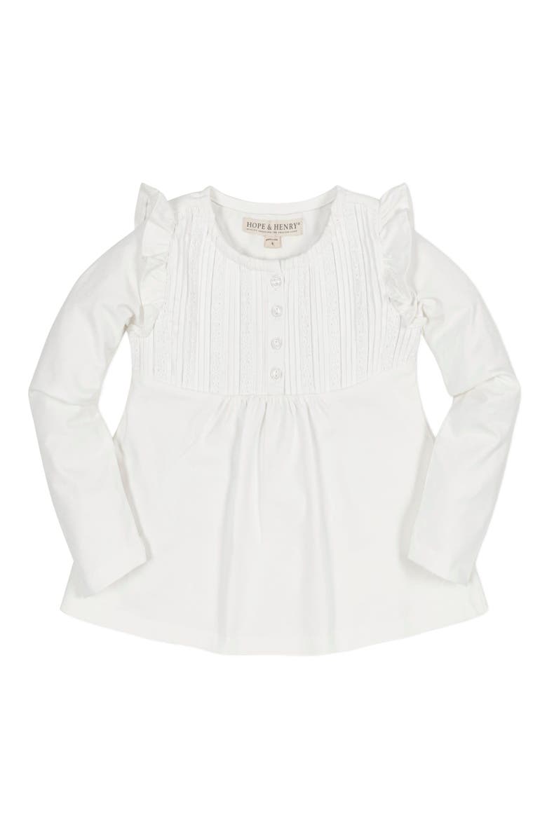 Hope & Henry Baby Girls' Organic Pintuck Flutter Knit Top, Infant, Alternate, color, 