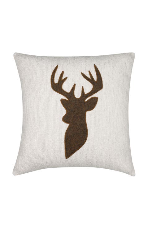 Woodland Hand Applique Chenille Indoor & Outdoor Woven Accent Pillow