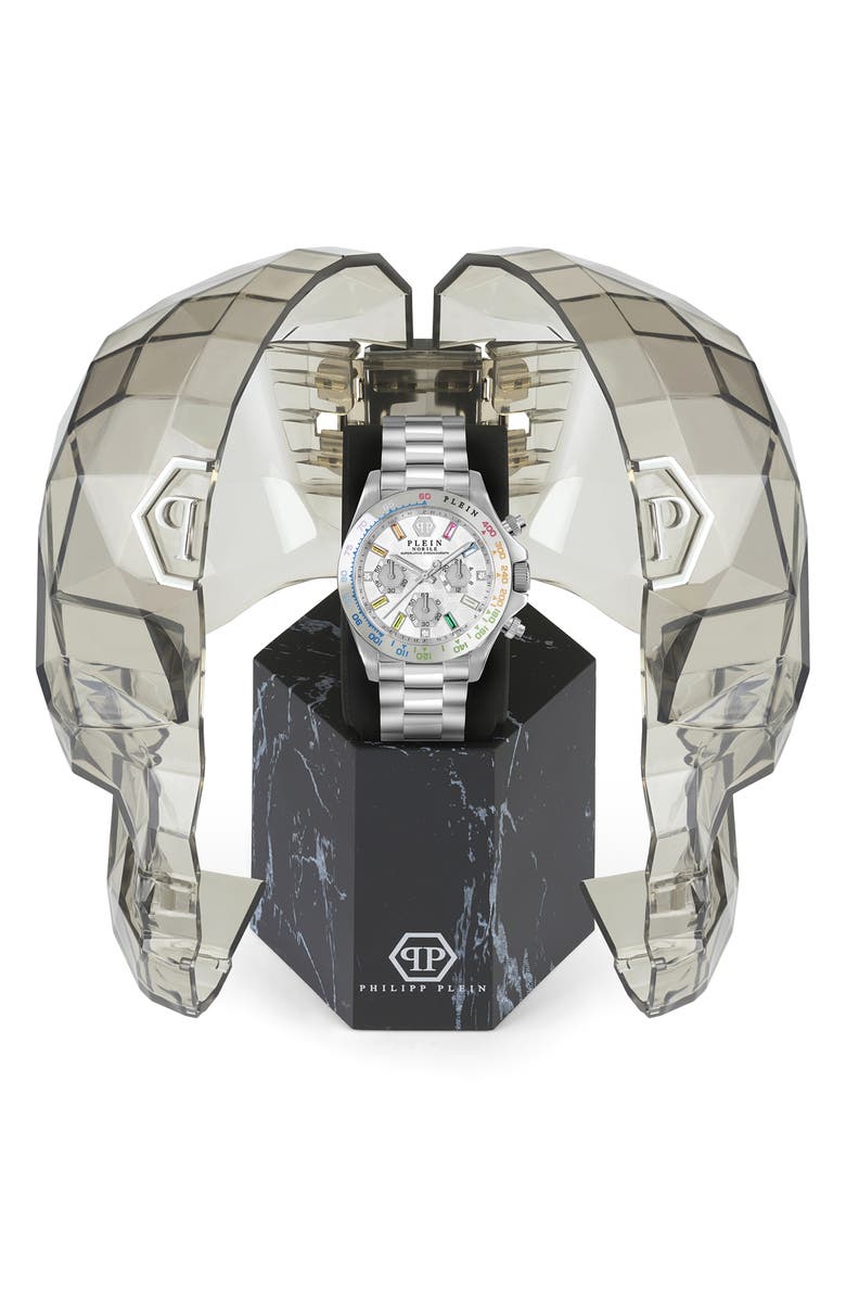 PHILIPP PLEIN Nobile Silicone Strap Chronograph Watch, 43mm, Alternate, color, Stainless Steel
